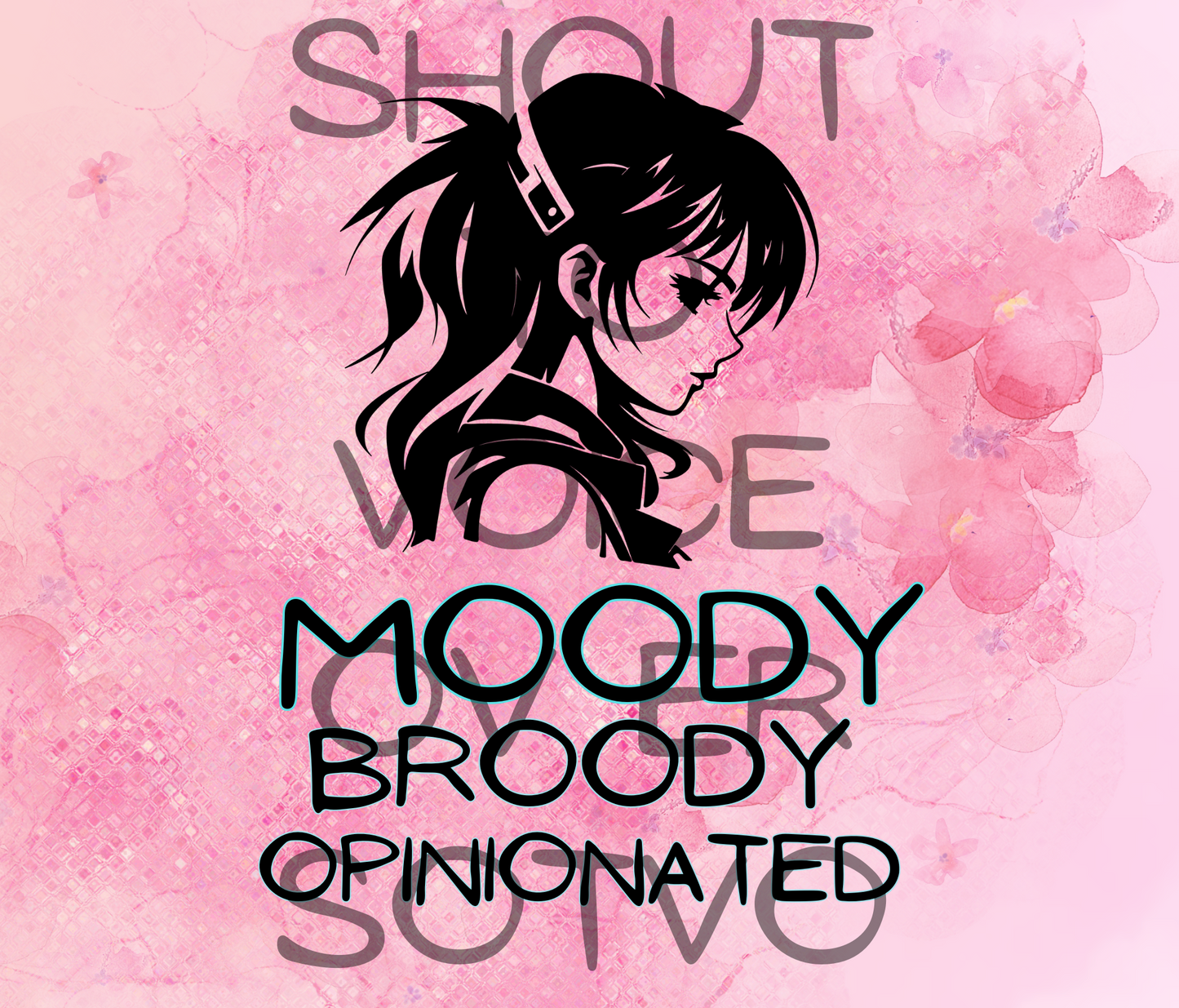 Anime Voice Over: Moody Broody: Reusable Stainless Steel Water Tumbler w/Straw