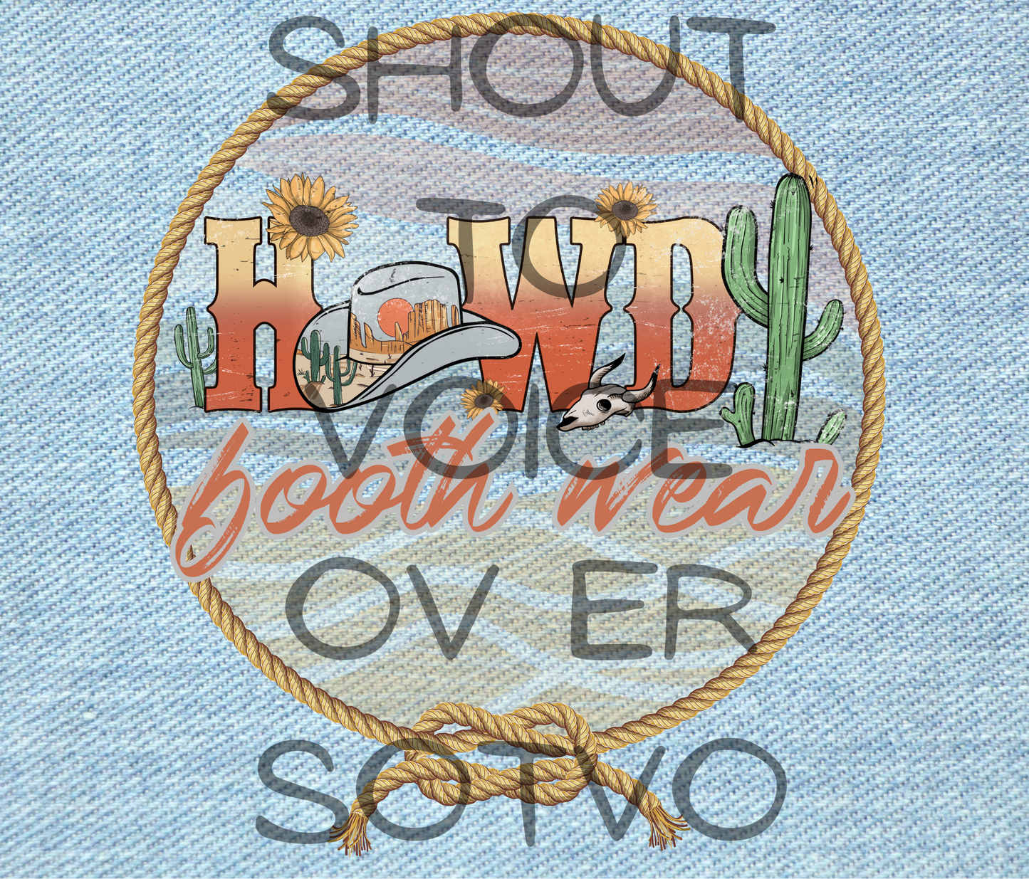 Country Western Howdy: Booth Wear: Reusable Stainless Steel Water Tumbler w/Straw