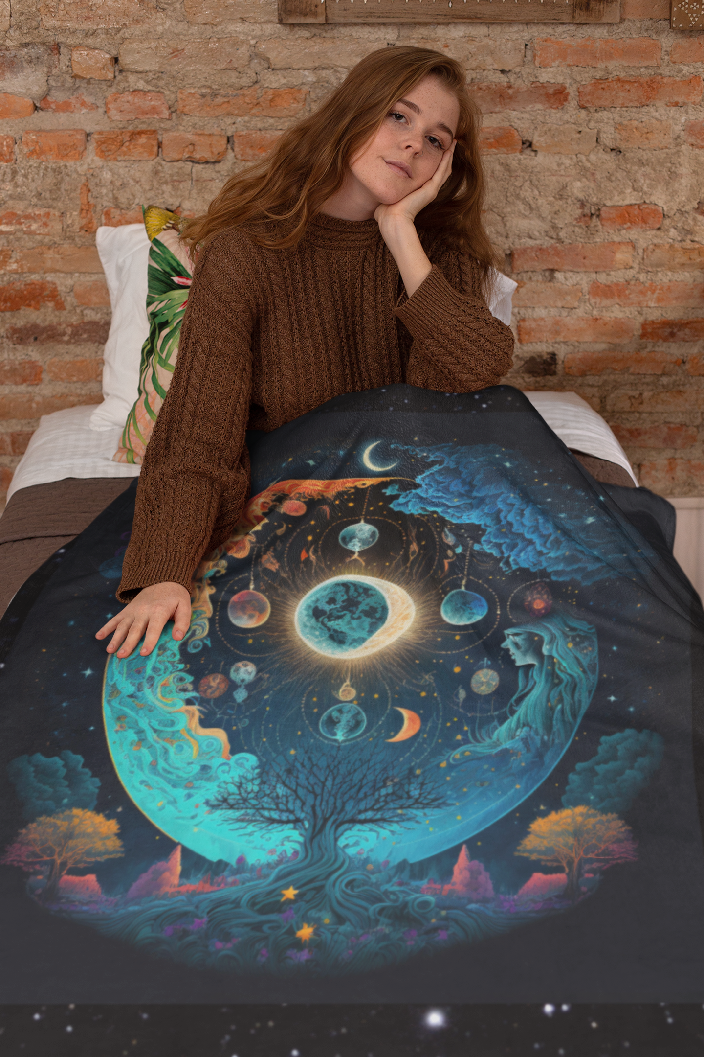 Zodiac Moon Tree Of Life Style: Booth Throw Blanket