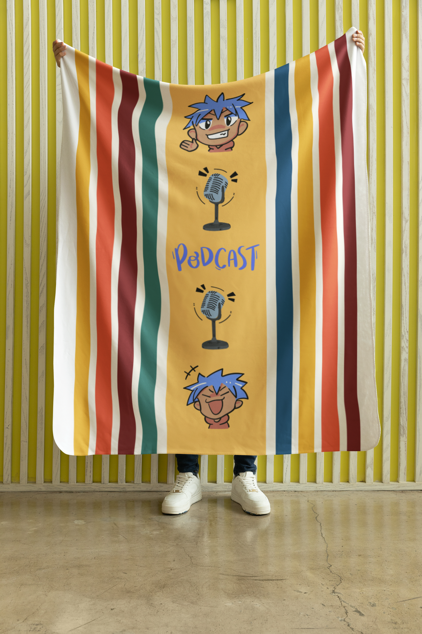 Voice Actor Boy: Stripe Style Booth Throw Blanket