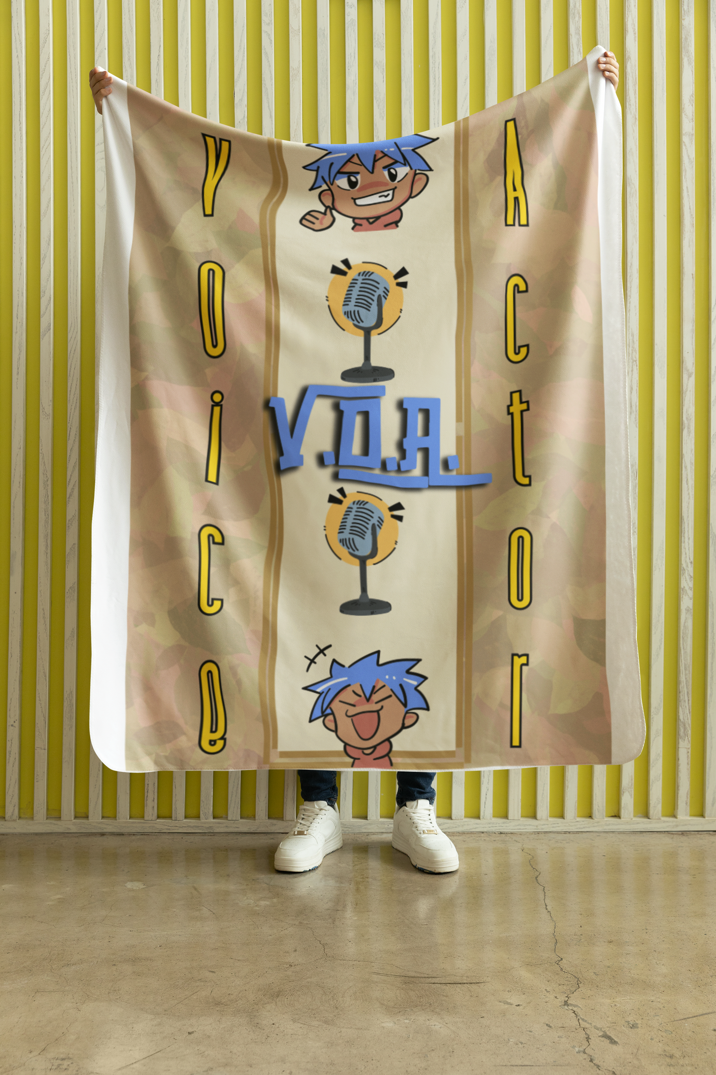 Voice Actor Boy: Stripe Style Booth Throw Blanket