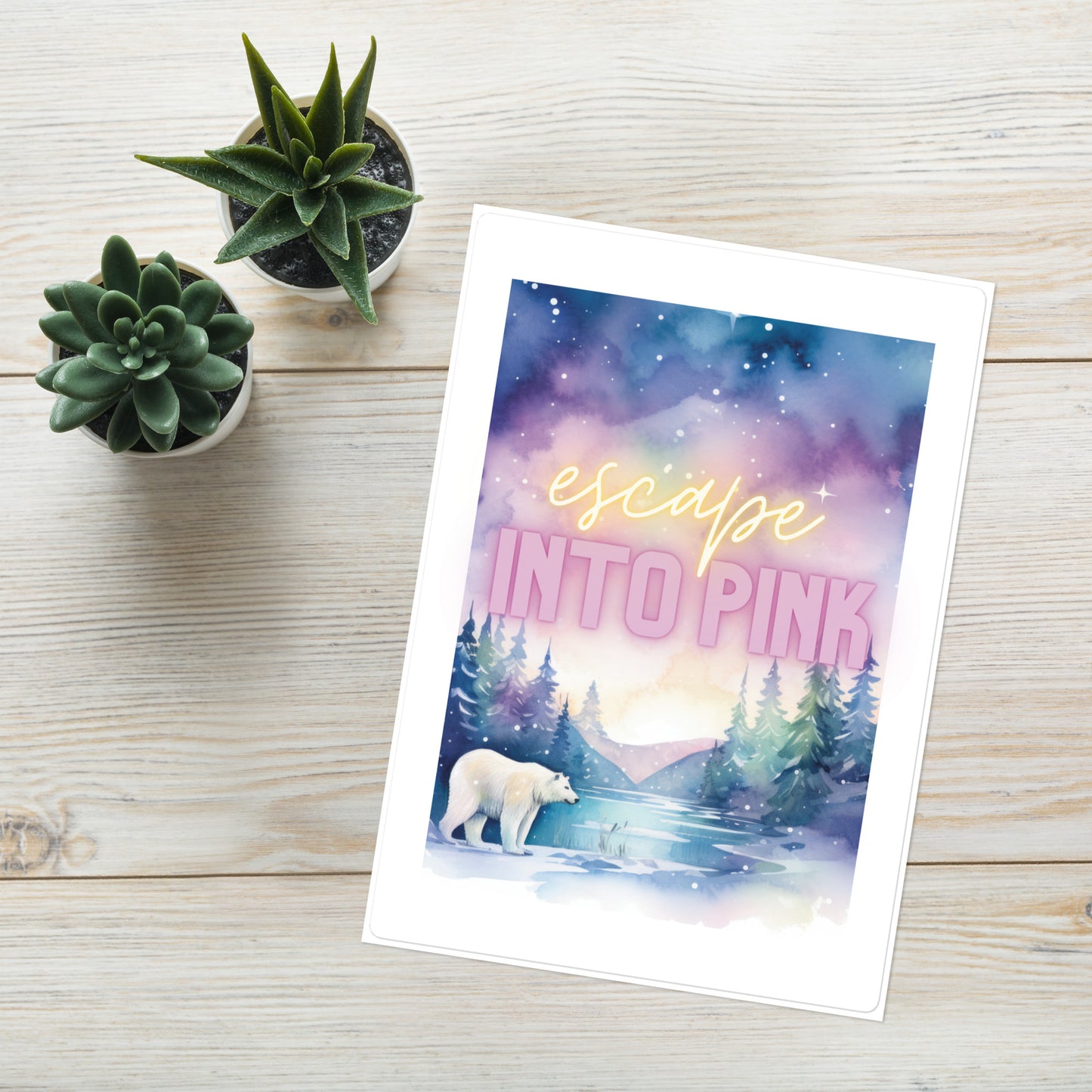 Escape Into Pink: Polar Bear: Kiss Cut Sticker Sheet Large 7"