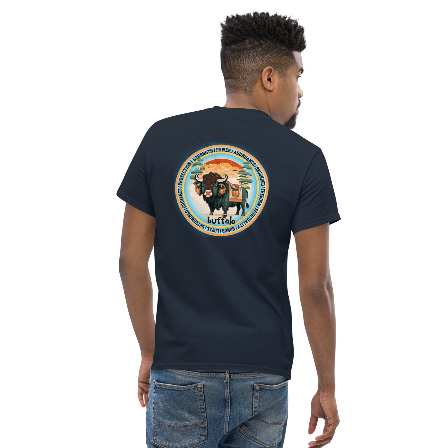 Mascot Spirit Animal Totem: BUFFALO: Men’s Classic Tee T-Shirt: Gildan