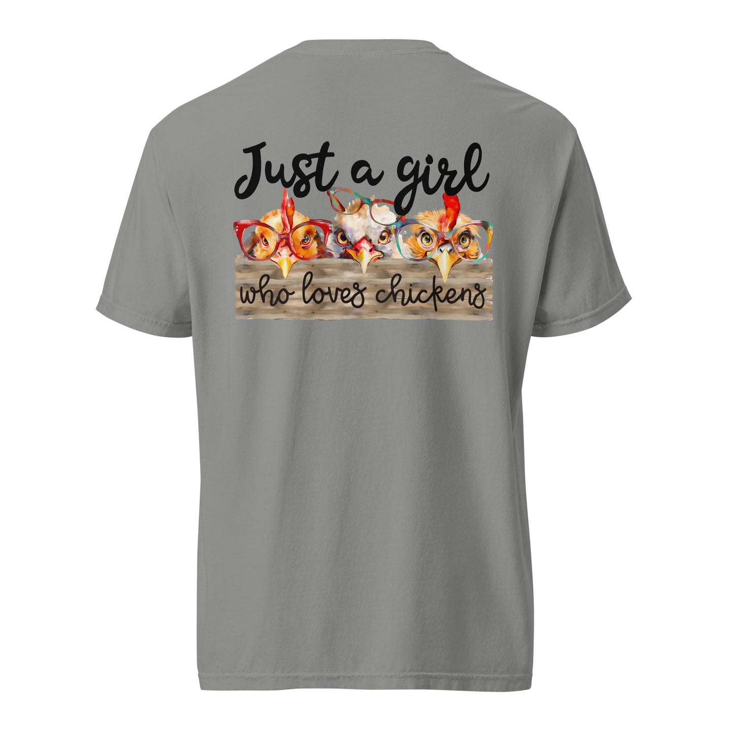Cute Country Girl Fun Chickens: Unisex Comfort Wear/Colors Heavyweight T-Shirt
