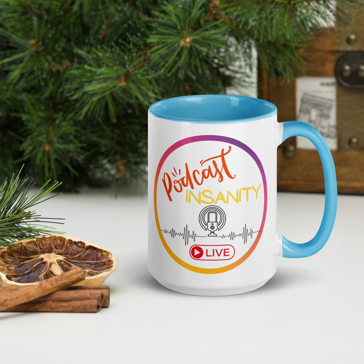 Podcast Insanity Ceramic Mug with Color Inside