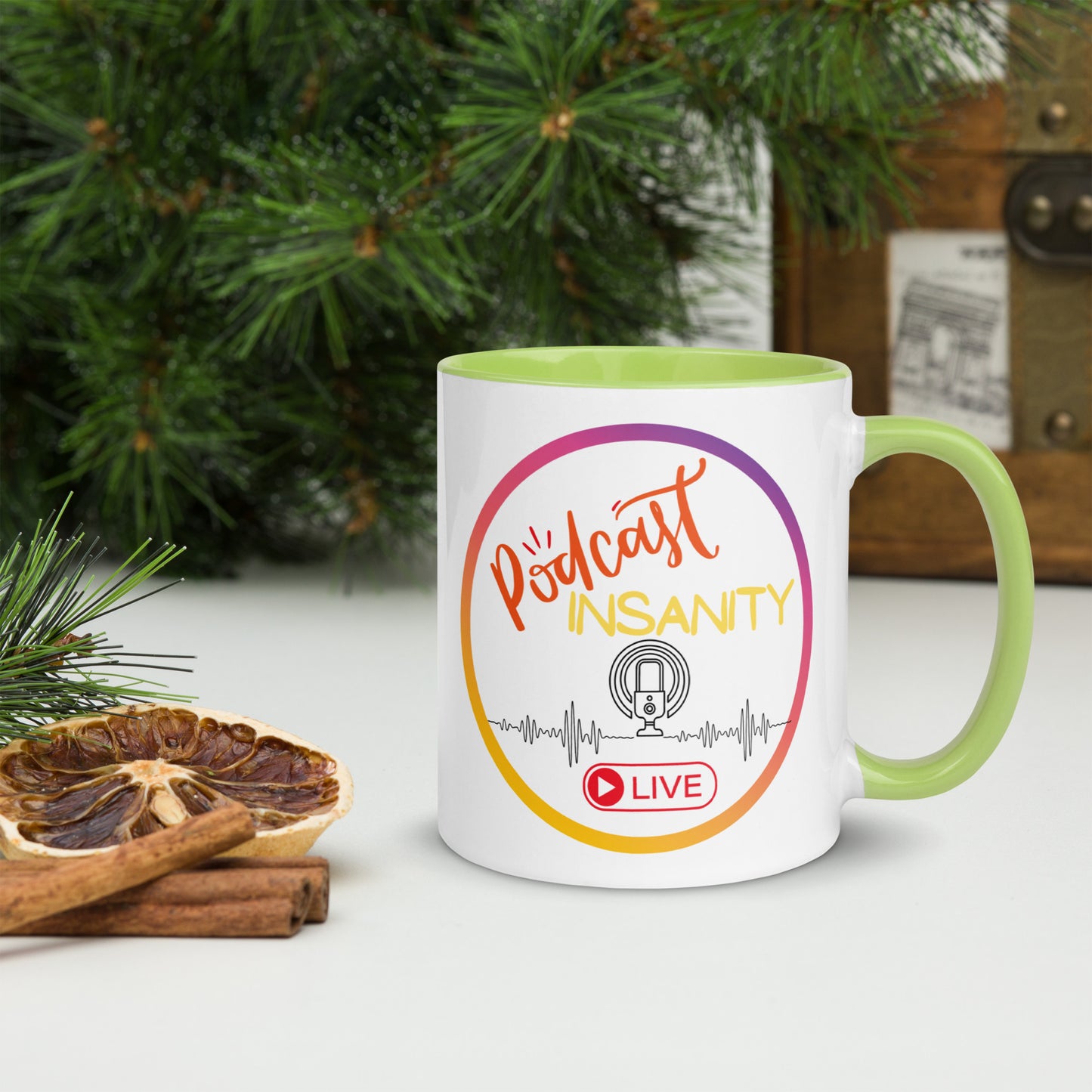 Podcast Insanity Ceramic Mug with Color Inside
