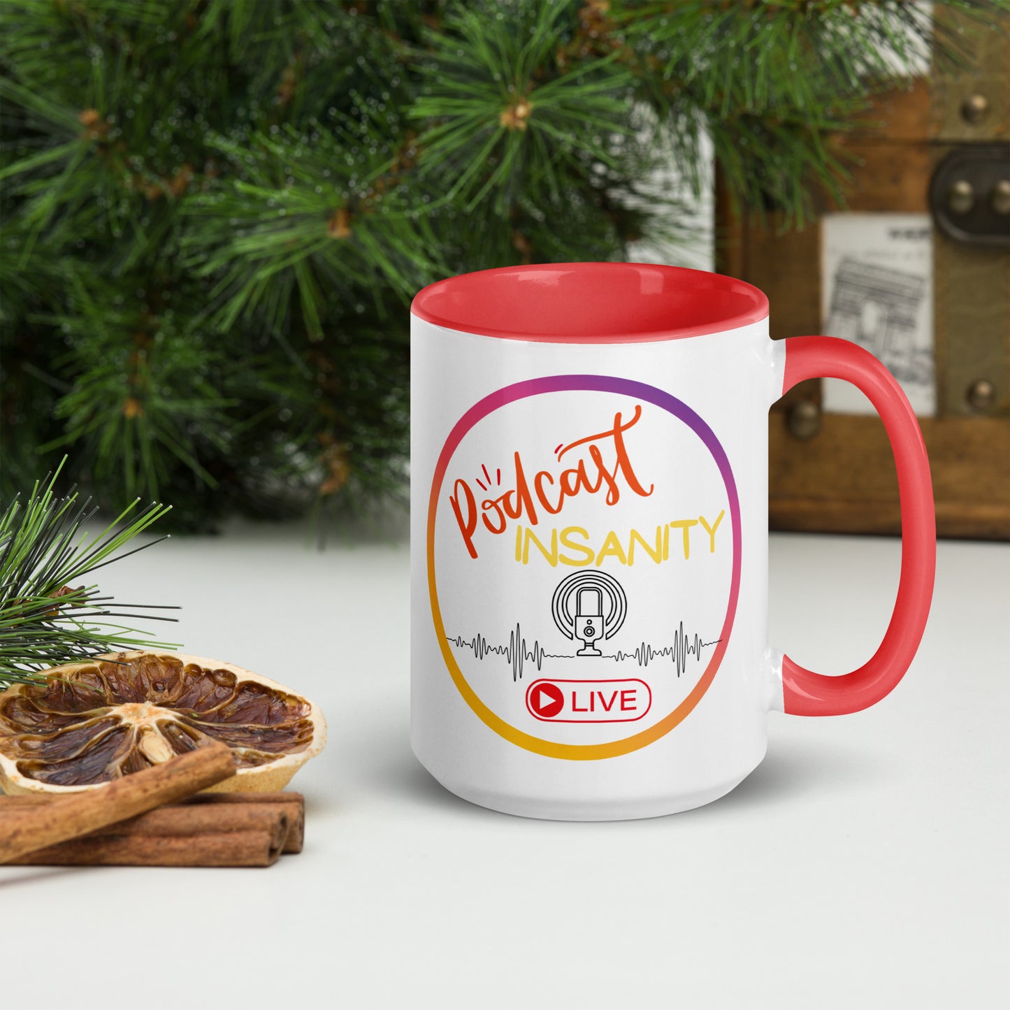 Podcast Insanity Ceramic Mug with Color Inside