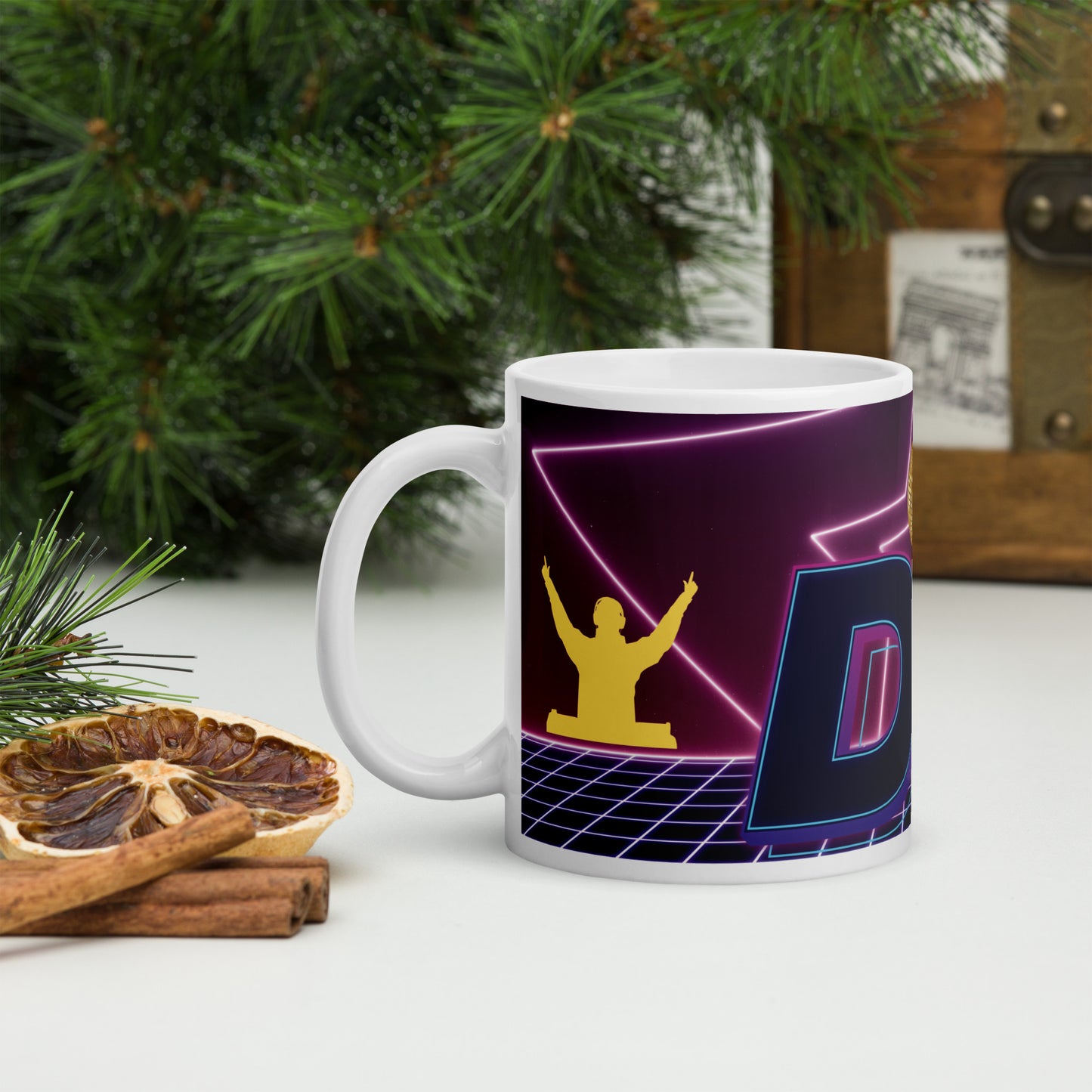 D.J. Disco Nights Club: White Glossy Ceramic Mug