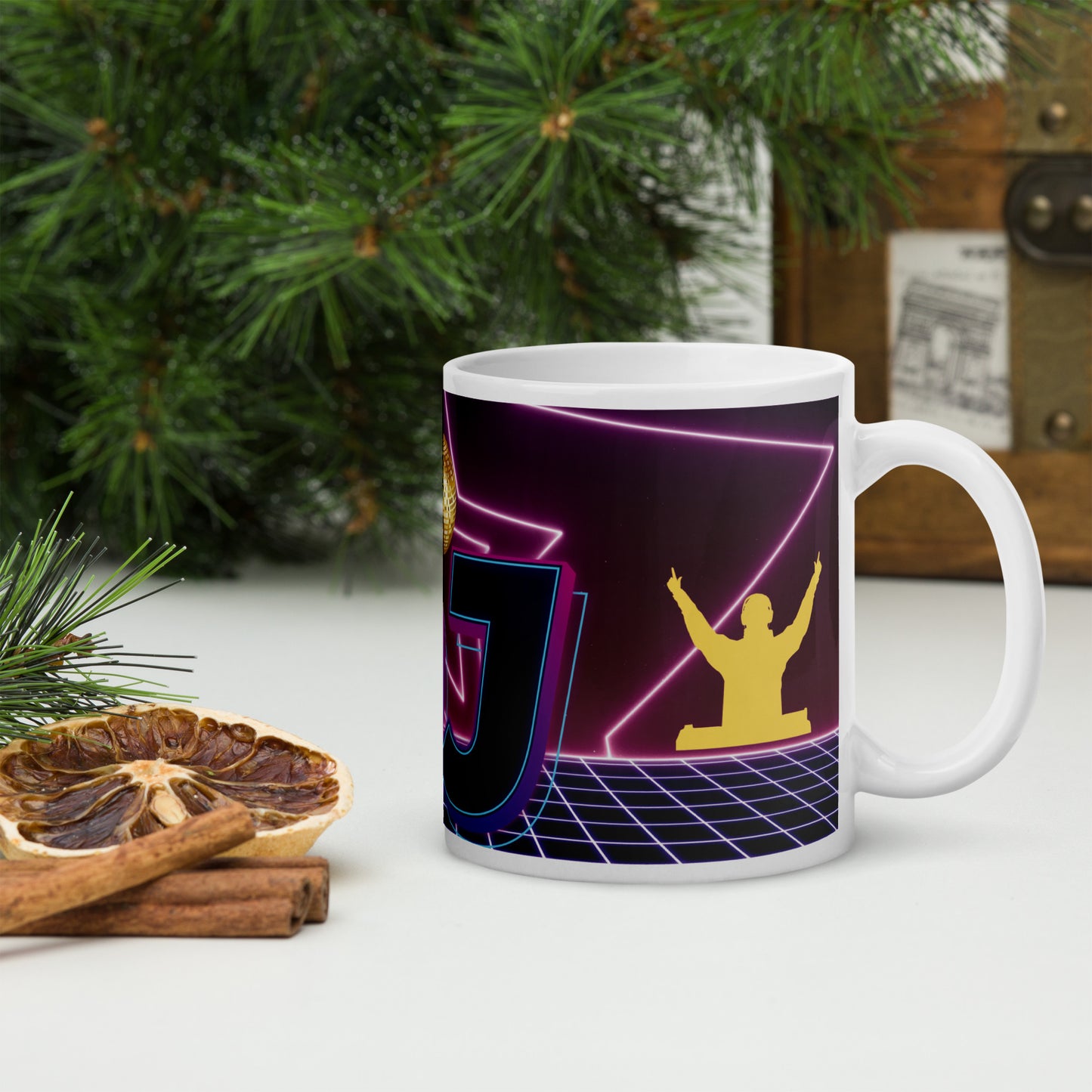 D.J. Disco Nights Club: White Glossy Ceramic Mug