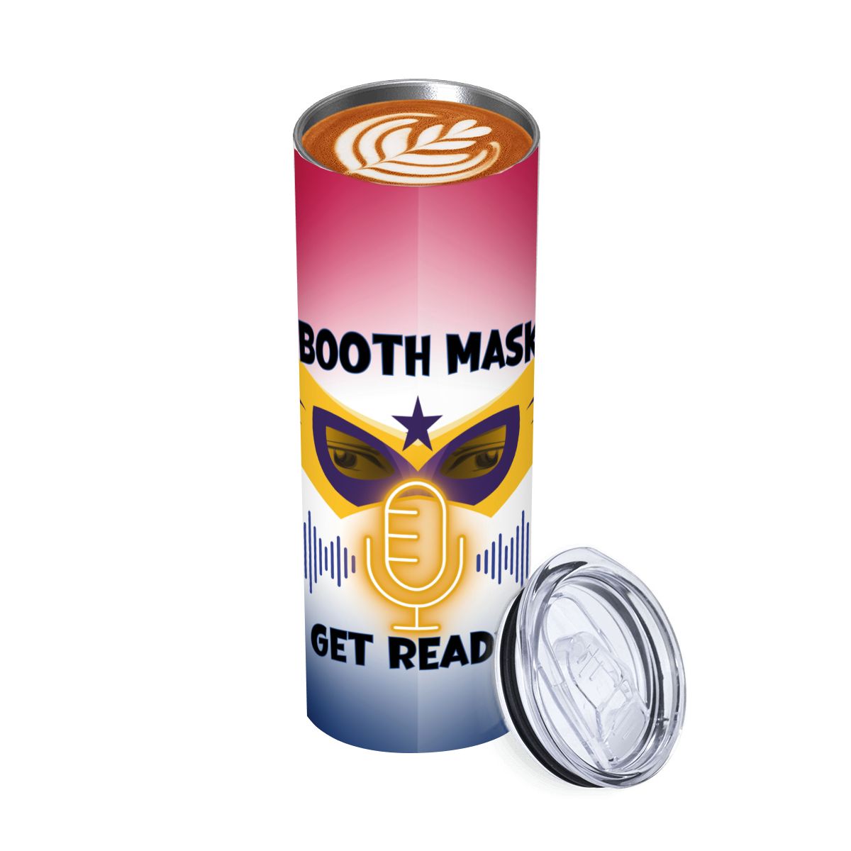 BOOTH MASK: SUPER HERO: 20oz Straight Stainless Steel Tumbler with Straw