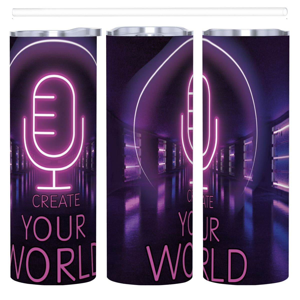 20oz Straight Stainless Steel Tumbler with Straw（Made in USA)
