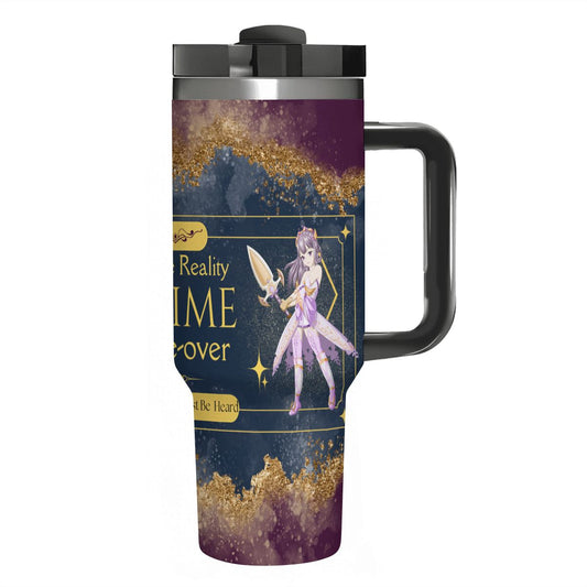 Anime Voiceover: Escape Reality: 40oz Tumbler with Handle and Straw