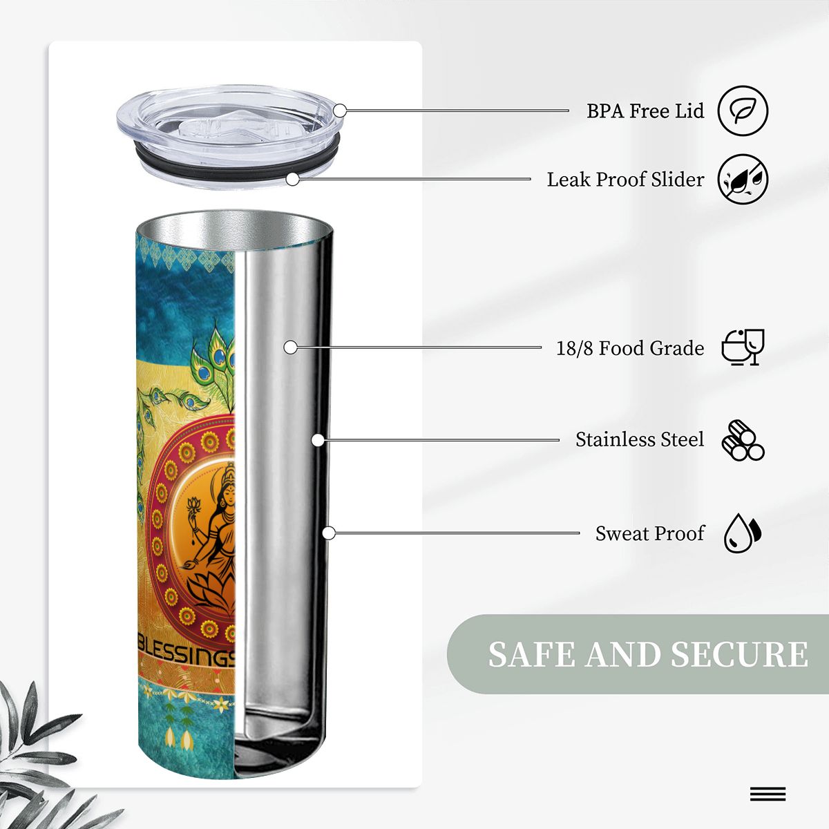 20oz Straight Stainless Steel Tumbler with Straw