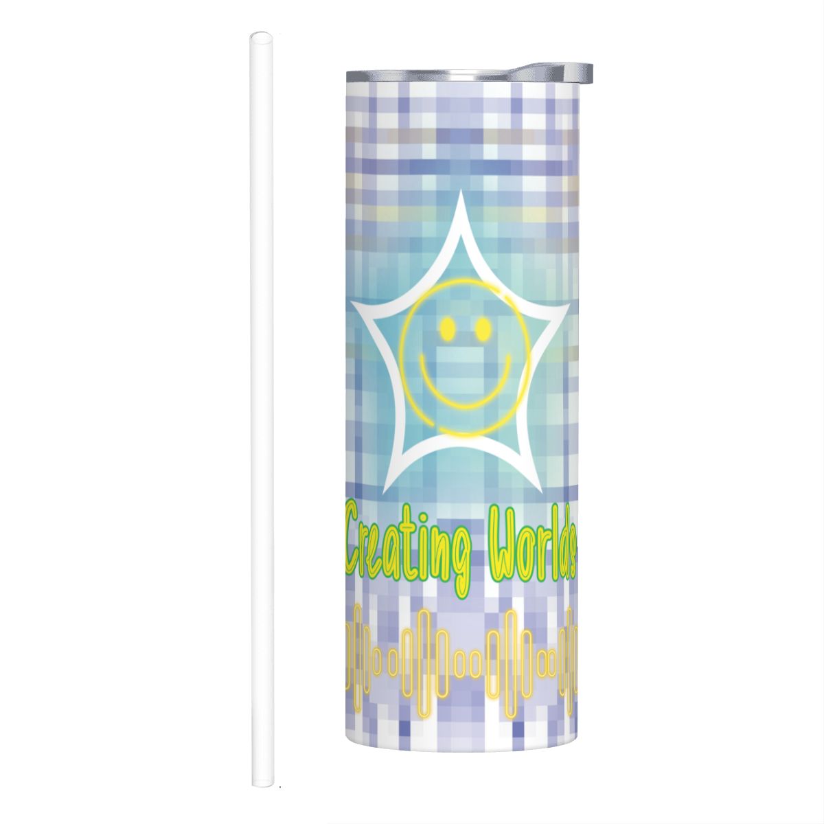 20oz Straight Stainless Steel Tumbler with Straw（Made in USA)