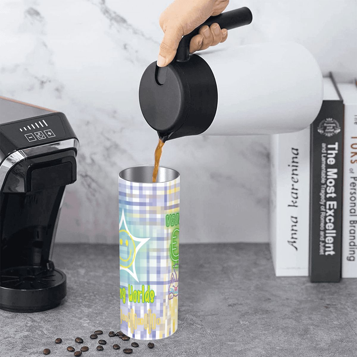 20oz Straight Stainless Steel Tumbler with Straw（Made in USA)