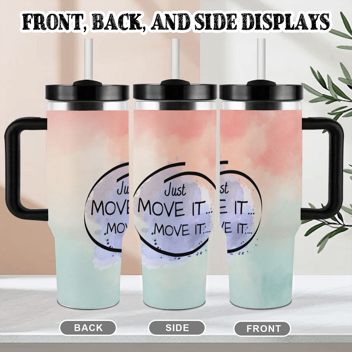 40oz Tumbler with Handle and Straw (Made in USA)