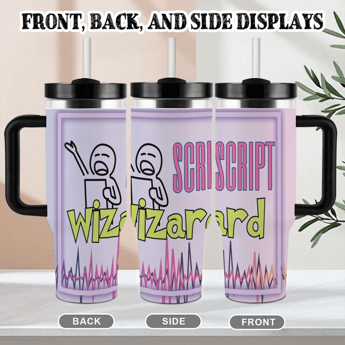 40oz Tumbler with Handle and Straw (Made in USA)
