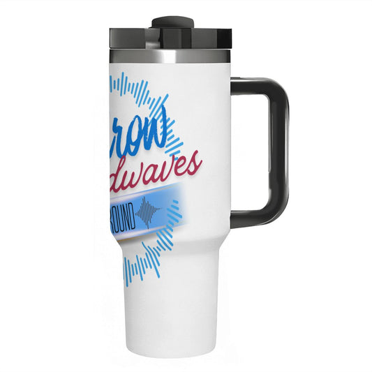 THROW SOUNDWAVES AROUND: 40oz Tumbler with Handle and Straw