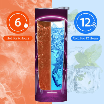 20oz Straight Stainless Steel Tumbler with Straw（Made in USA)