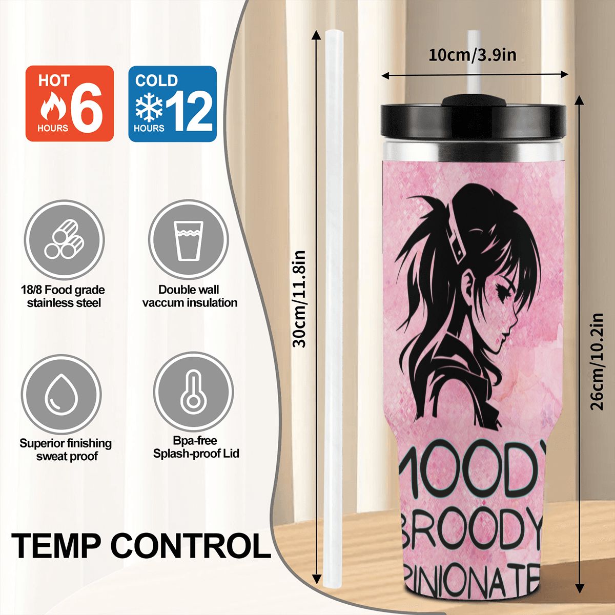 40oz Tumbler with Handle and Straw (Made in USA)