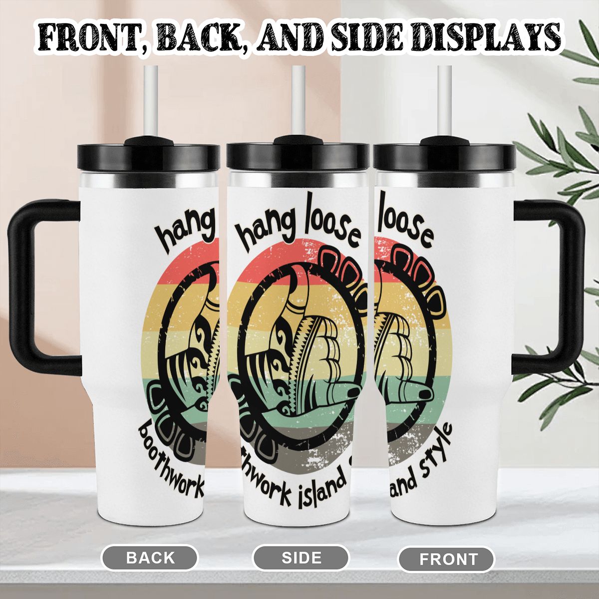 40oz Tumbler with Handle and Straw (Made in USA)