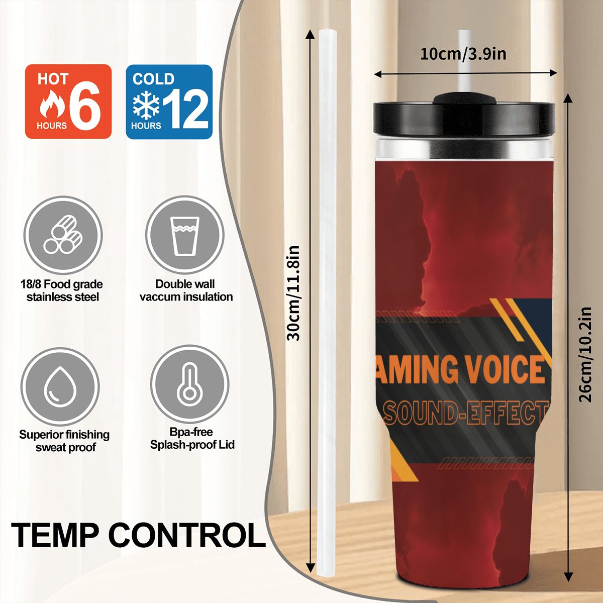 40oz Tumbler with Handle and Straw (Made in USA)