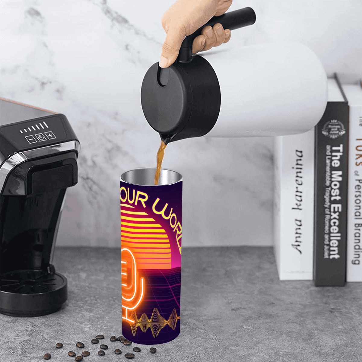 20oz Straight Stainless Steel Tumbler with Straw