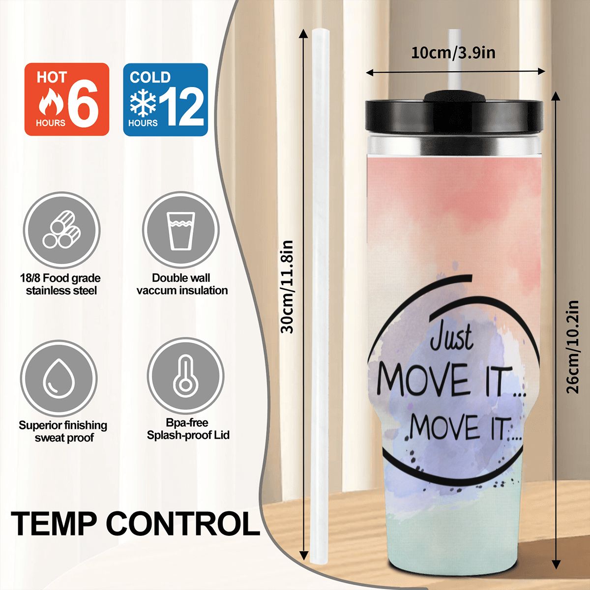 40oz Tumbler with Handle and Straw (Made in USA)