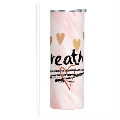 20oz Straight Stainless Steel Tumbler with Straw（Made in USA)