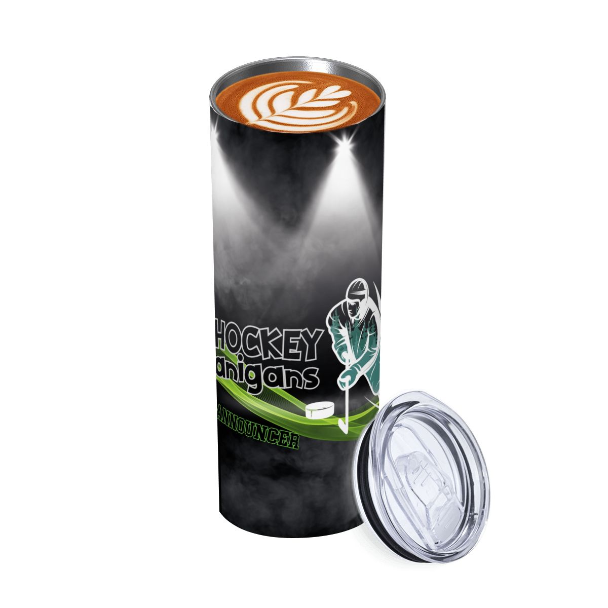 VOICE: HOCKEY STYLE: 20oz Straight Stainless Steel Tumbler with Straw