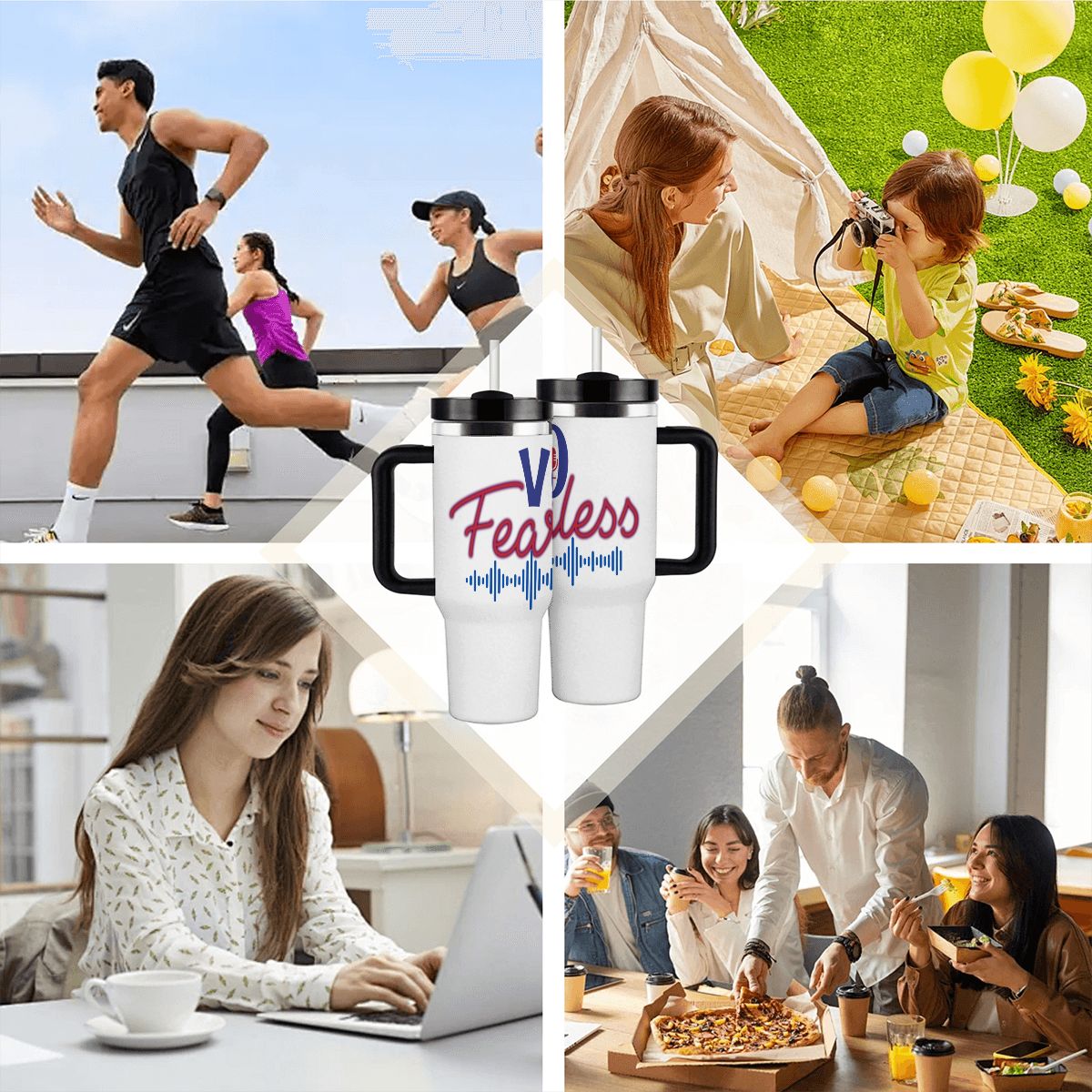 VO FEARLESS: 40oz Tumbler with Handle and Straw