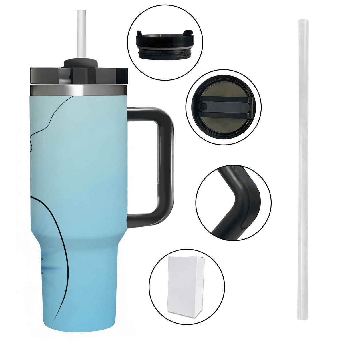 40oz Tumbler with Handle and Straw (Made in USA)