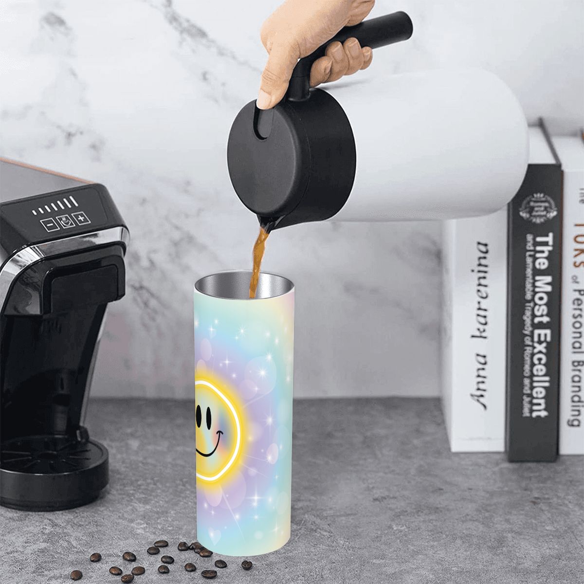 20oz Straight Stainless Steel Tumbler with Straw