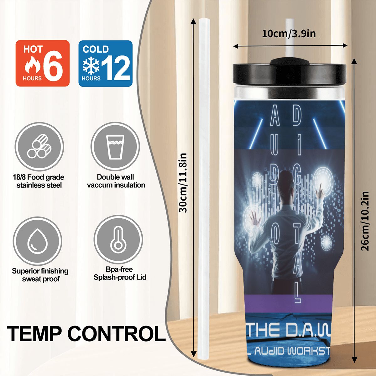 40oz Tumbler with Handle and Straw (Made in USA)