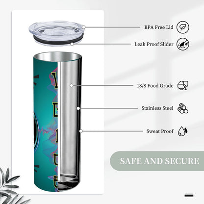20oz Straight Stainless Steel Tumbler with Straw（Made in USA)