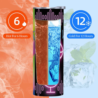 20oz Straight Stainless Steel Tumbler with Straw（Made in USA)