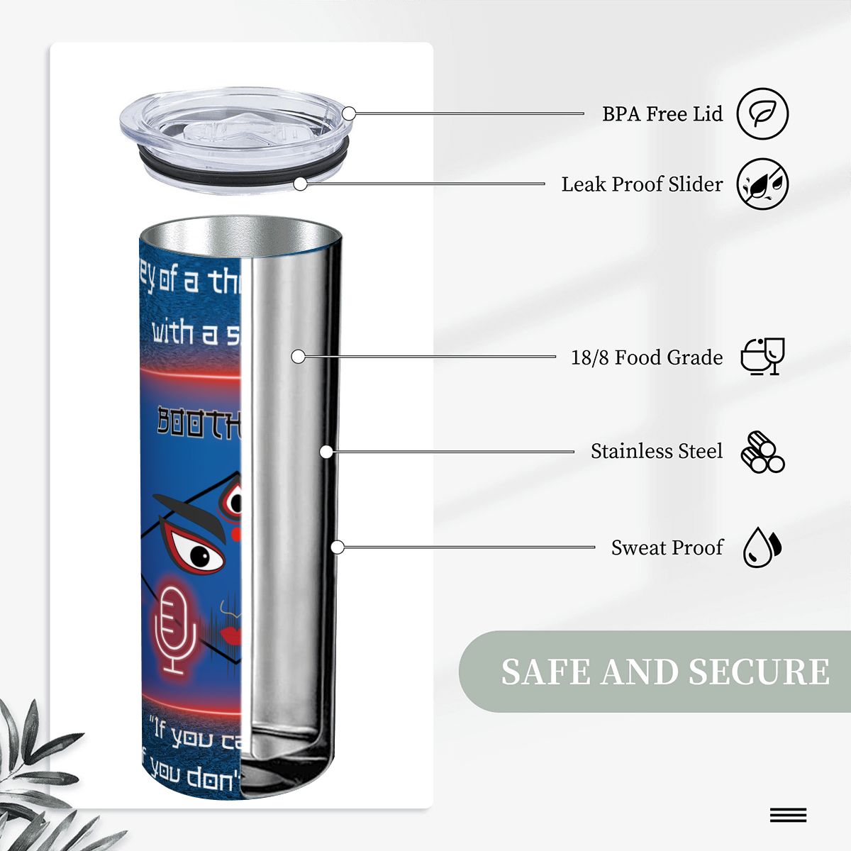 20oz Straight Stainless Steel Tumbler with Straw（Made in USA)