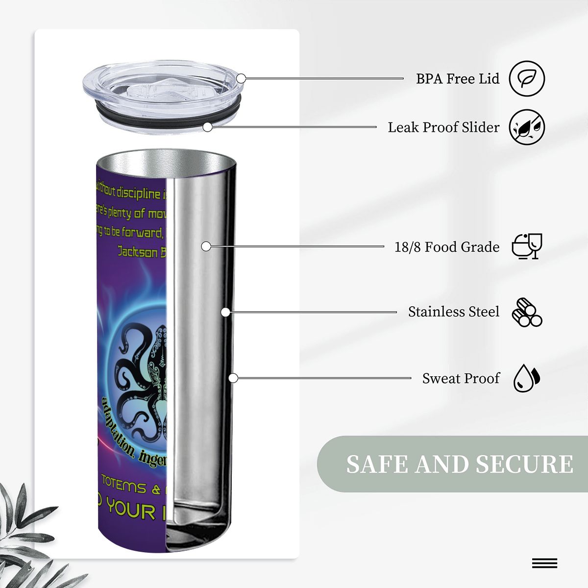 20oz Straight Stainless Steel Tumbler with Straw（Made in USA)