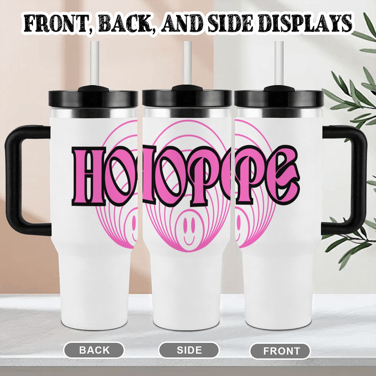 40oz Tumbler with Handle and Straw (Made in USA)