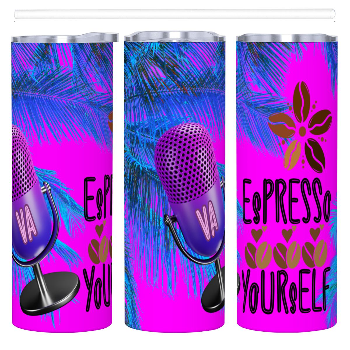 20oz Straight Stainless Steel Tumbler with Straw