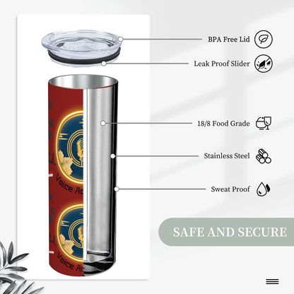 20oz Straight Stainless Steel Tumbler with Straw（Made in USA)