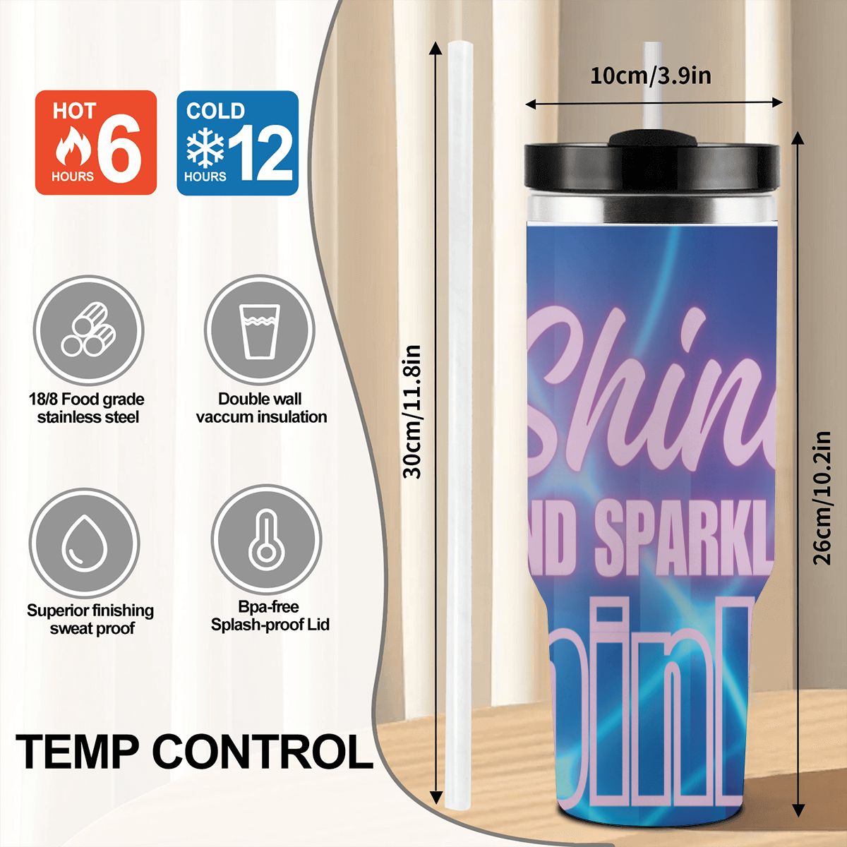 40oz Tumbler with Handle and Straw (Made in USA)