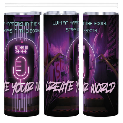 CREATE YOUR WORLD: 20oz Straight Stainless Steel Tumbler with Straw