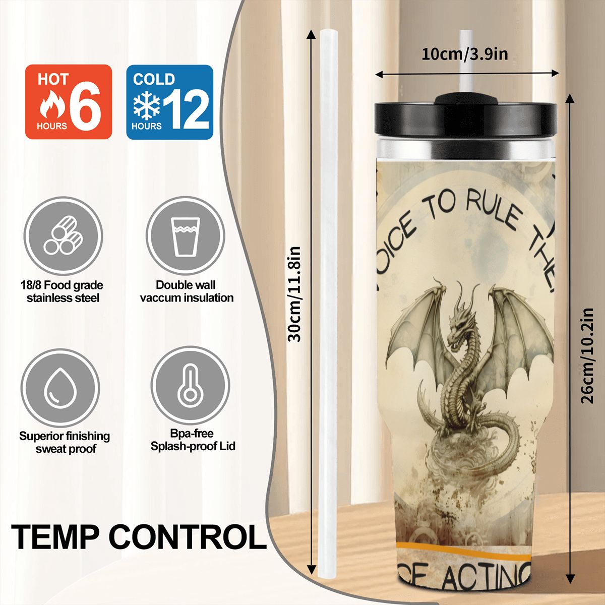 40oz Tumbler with Handle and Straw (Made in USA)