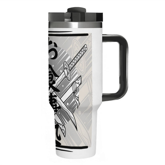Sharp As A SwordBlade: 40oz Stainless Steel Tumbler with Handle and Straw