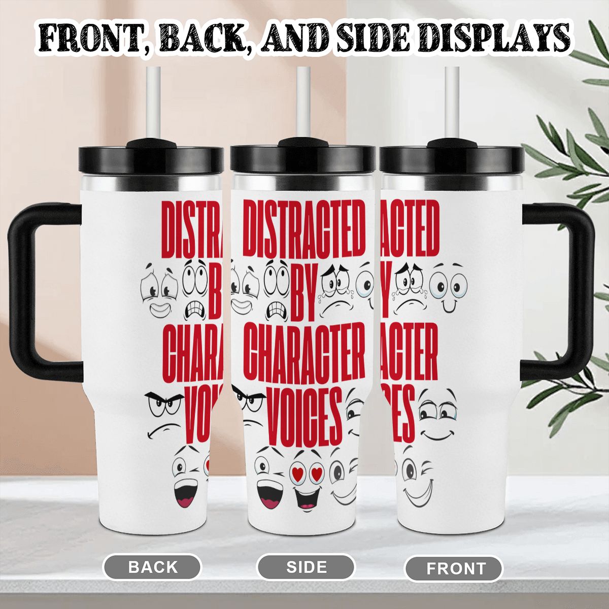 40oz Tumbler with Handle and Straw (Made in USA)