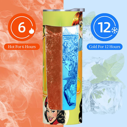 20oz Straight Stainless Steel Tumbler with Straw（Made in USA)