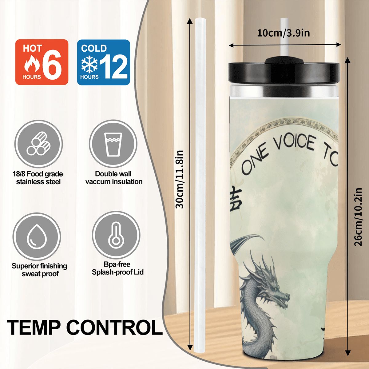 40oz Tumbler with Handle and Straw (Made in USA)