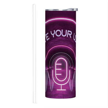 20oz Straight Stainless Steel Tumbler with Straw（Made in USA)