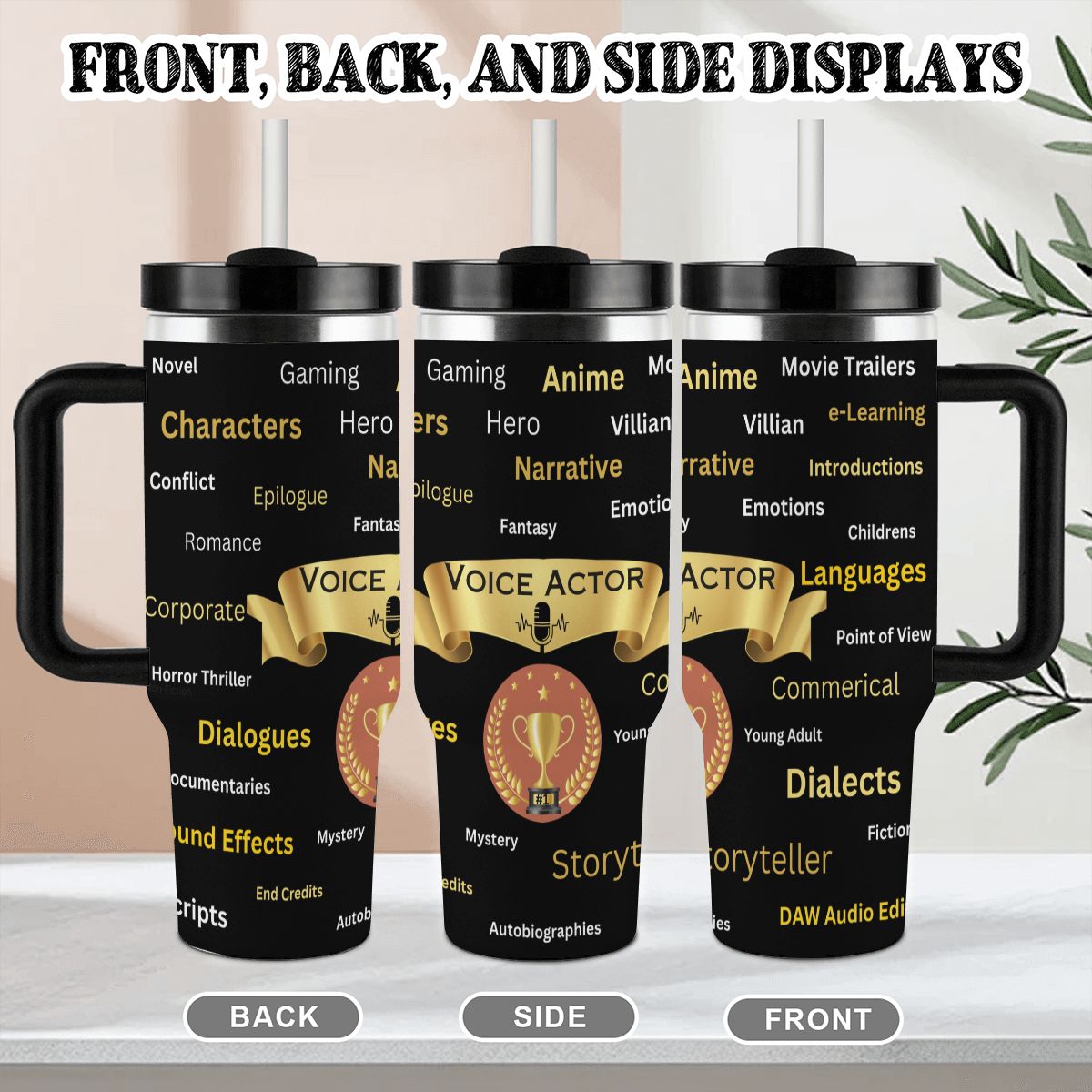 40oz Tumbler with Handle and Straw (Made in USA)